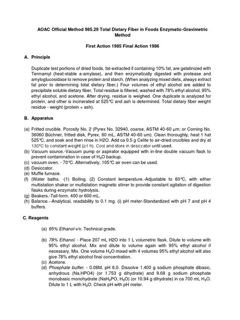 aoac 991.43 enzymatic gravimetric method limitations|aoac method 2017 pdf.